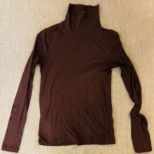 J Crew Women's Feather Jersey Brown Turtleneck Long-Sleeve Top